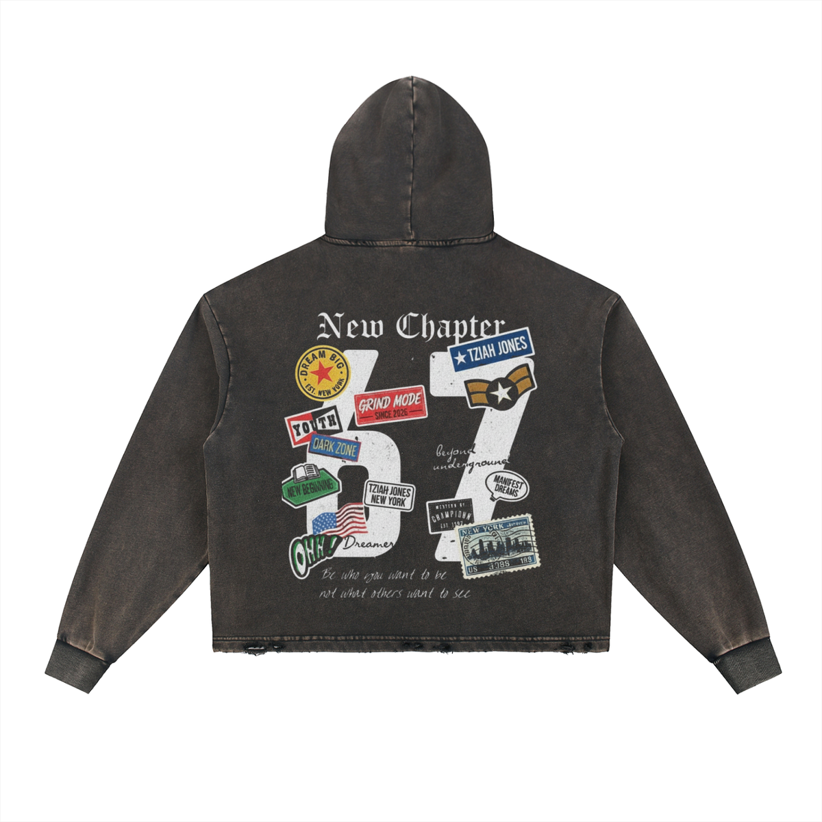 NY TO THE WORLD” VINTAGE HOODIE – TziahJones