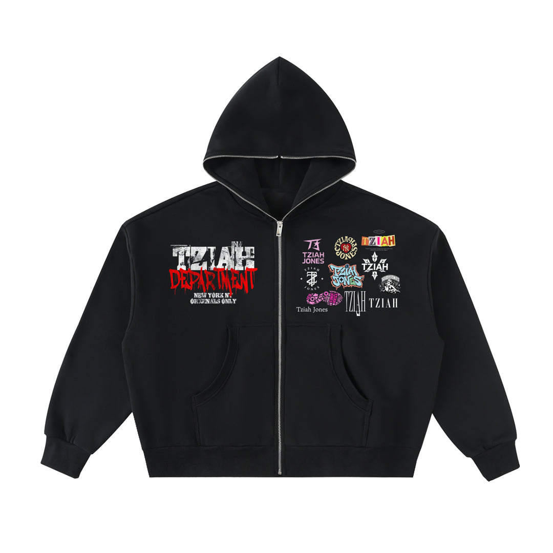 TZIAH DEPARTMENT LOGO FULL ZIP HOODIE – TziahJones